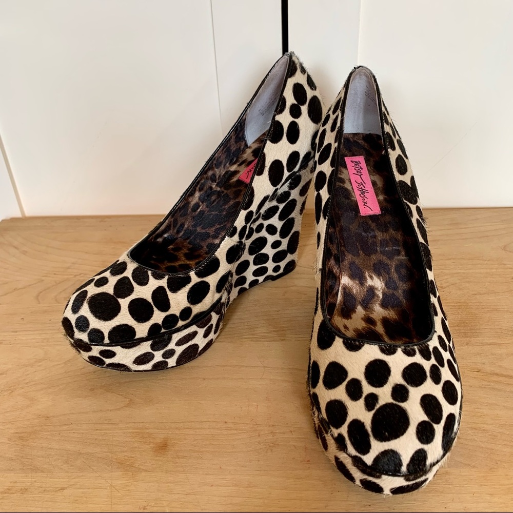 Betsy Johnson calf hair platform wedges